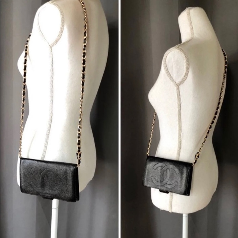 💯 Authentic CHANEL caviar wallet on chain - Picture 3 of 7